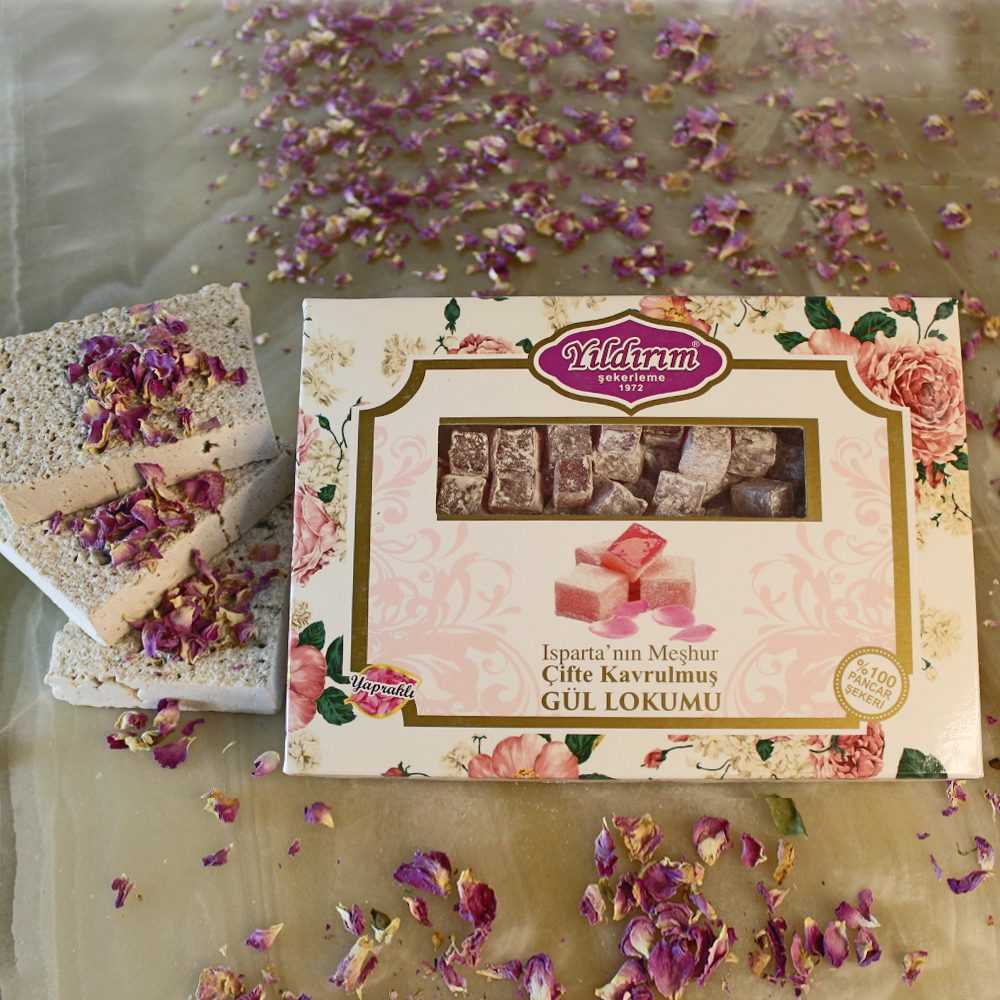 Güllü Çifte Kavrulmuş Lokum 450gr. %100 Pancar Şekeri